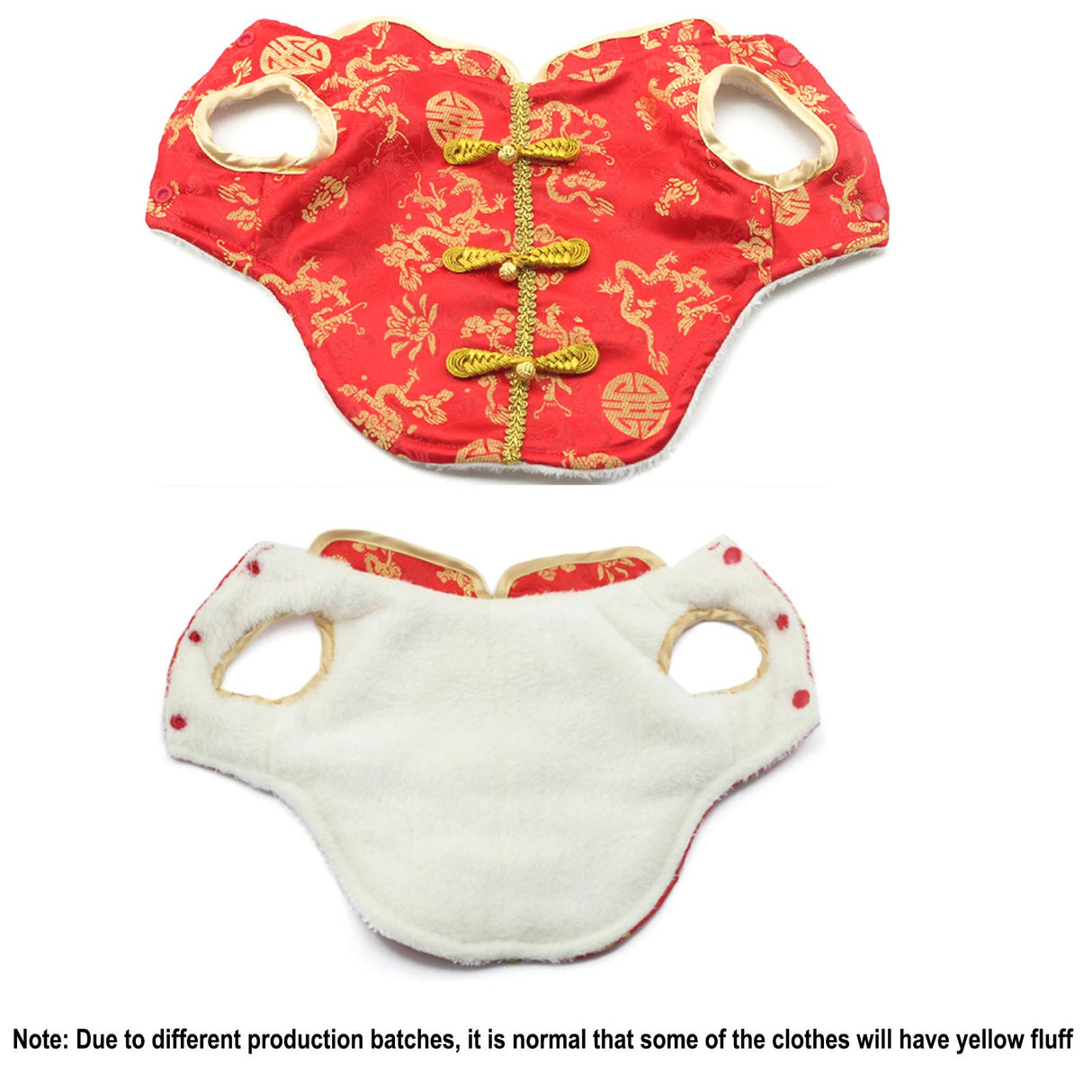 SEIS New Year Dog Knot Buttons Costume Dragon Cat Cheongsam Winter Pet Clothes Vest of The Tang Dynasty Christmas Coat for Cats Teddy Bichon Small Medium Dogs (M (Chest Circumference 50cm/ 19.7"))