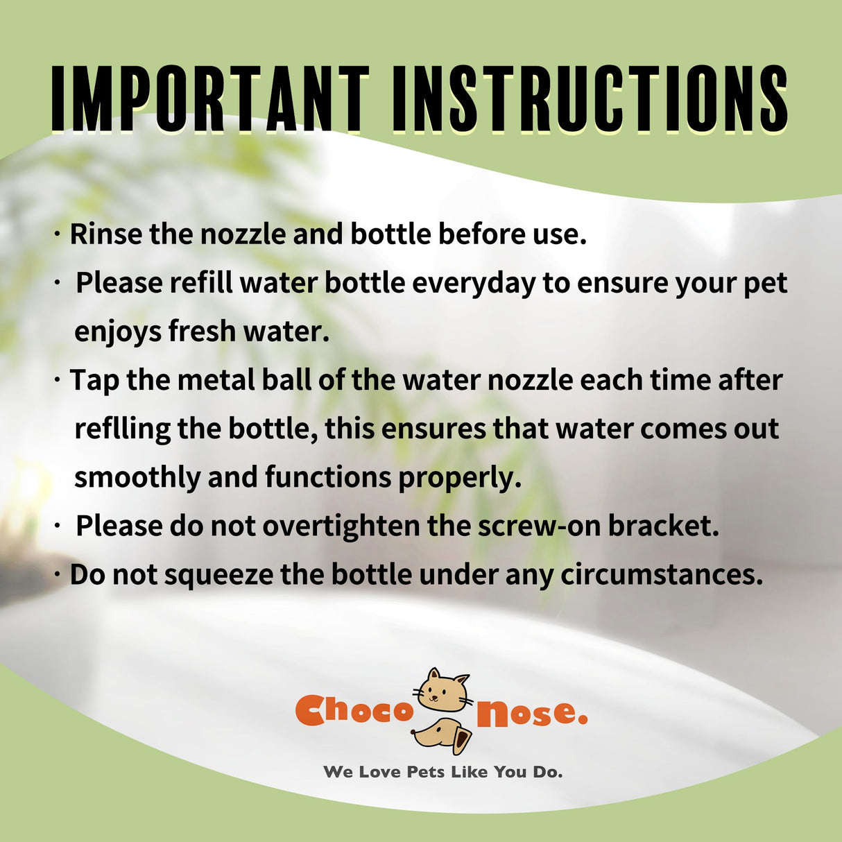 Choco Nose Patented No-Drip Water Bottle/Feeder for Guinea Pigs/Hamsters/Bunnies/Ferrets/Other Small Pets, Critters and Animals - for Cages, Crates or Wall Mount. 10.2oz. Nozzle 10mm, Blue 2pk(C128)