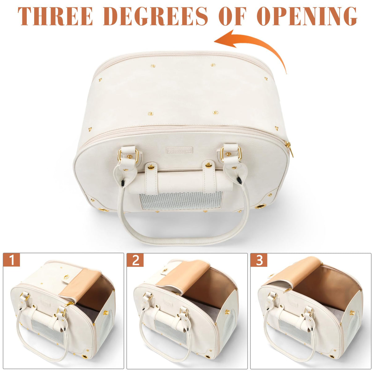 PetsHome Dog Carrier Purse, Pet Carrier, Waterproof Premium Leather Pet Travel Portable Bag for Cat and Small Dog Home & Outdoor Medium Beige