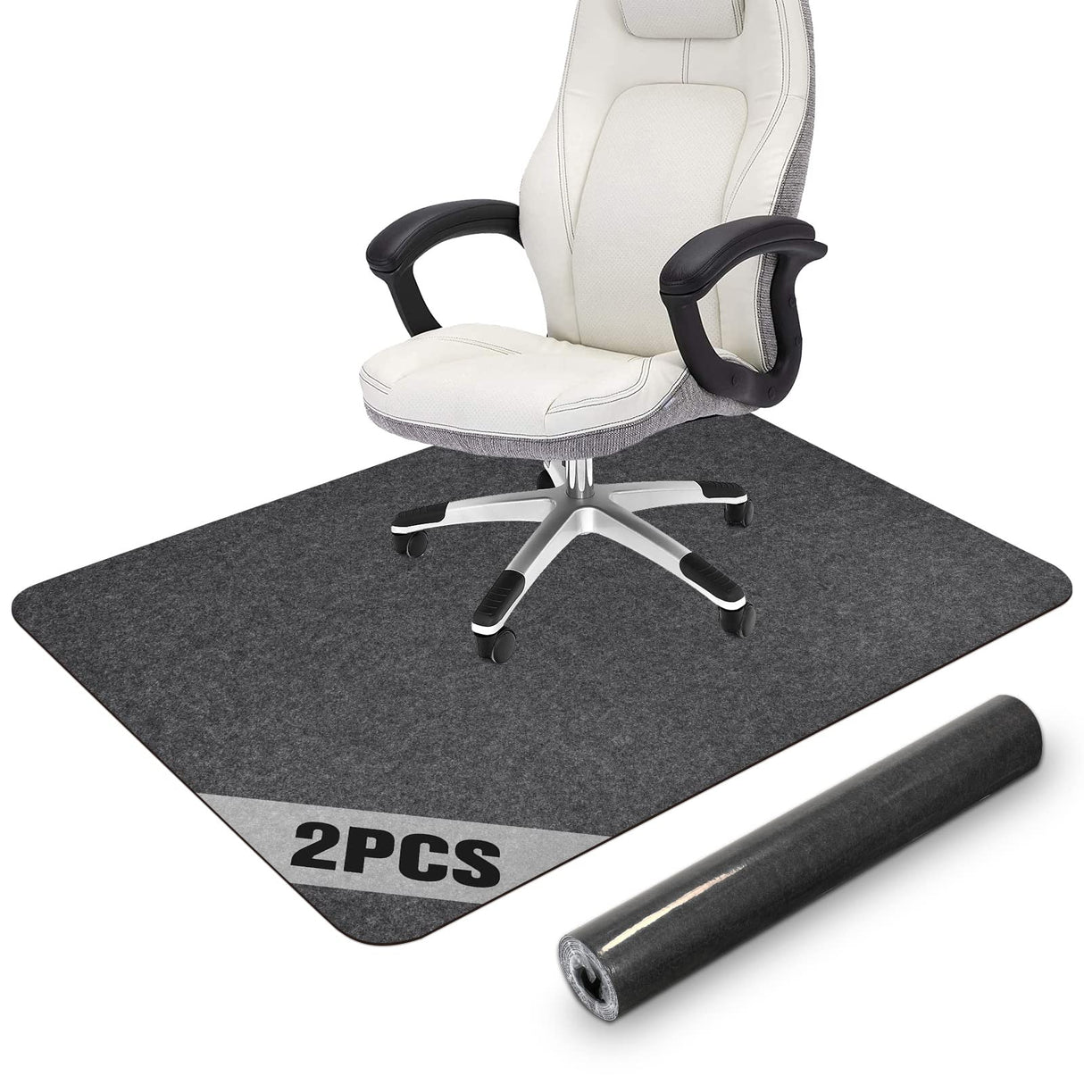 Placoot 2 Pack Office Chair Mat for Hardwood Floor, 55"x35" Computer Chair Mat, Under Desk Chair Mat, Large Anti-Slip Floor Protector for Home Office Dark Grey (Roll Packaging)