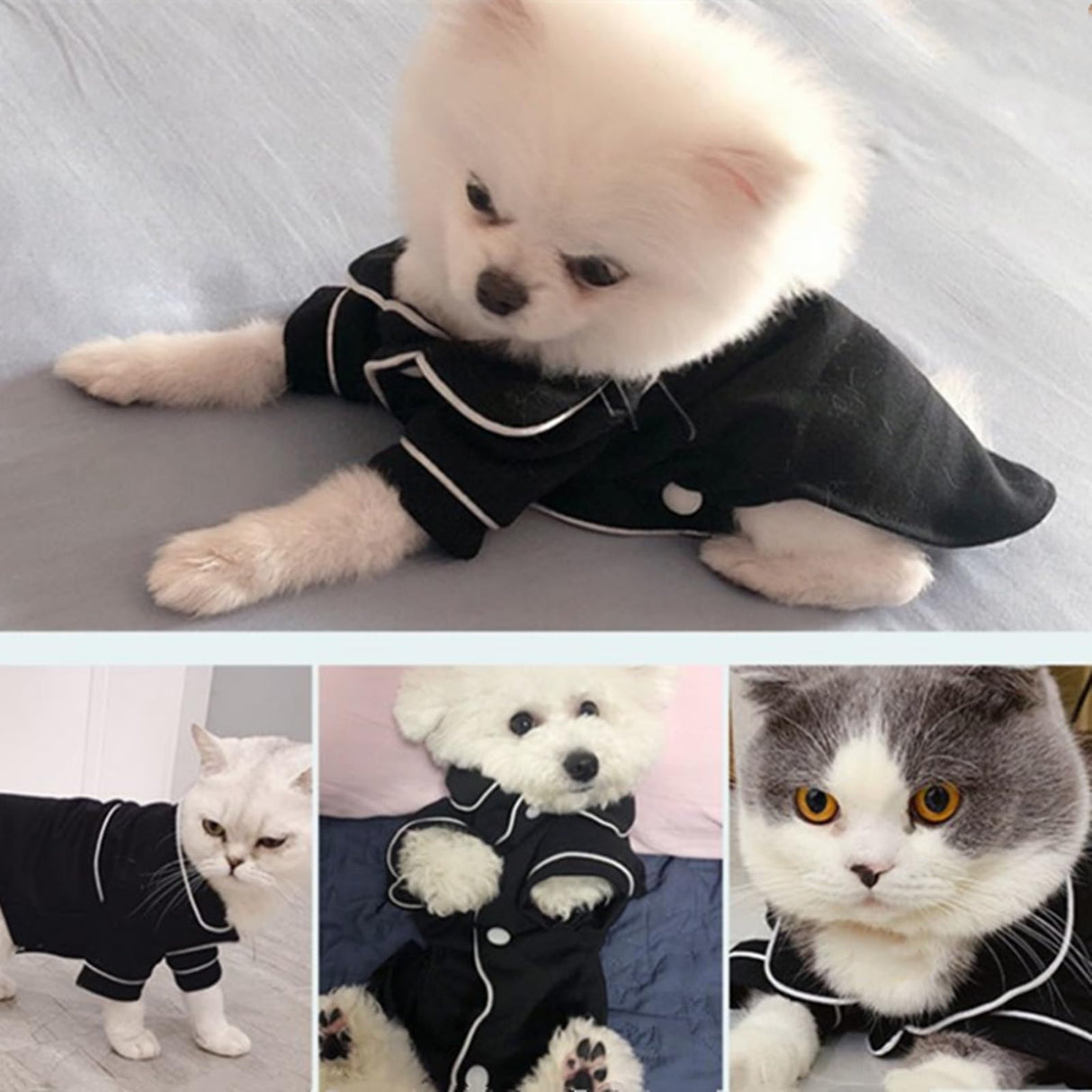 apott 3 Pack Dog Pajamas Pet Two-Legged Sleepwear Shirt Set Soft Cat Loungewear for All Year Round Black Pink Blue S