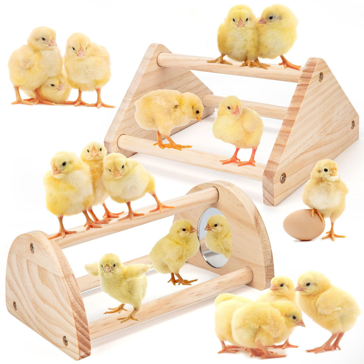 Chicken Perch Stand, 2PCS Pine Chicken Roosting Bars for coop and brooder, Training Perch Chick Fun Toys for Baby Chicks, Parakeets, Parrots