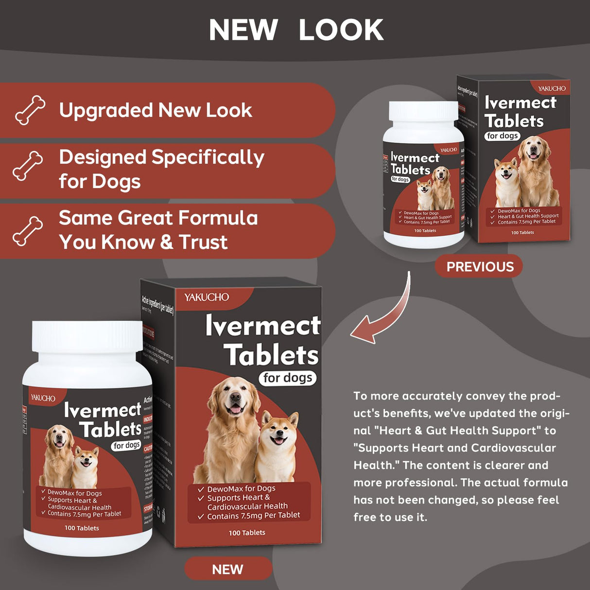 Young Heart for Dogs, lvermect Tablets for Dog – Hawthorn Prevention for Dogs, Heart Health, Circulatory & Cardiovascular System – 7.5 mg, 100 Tablets
