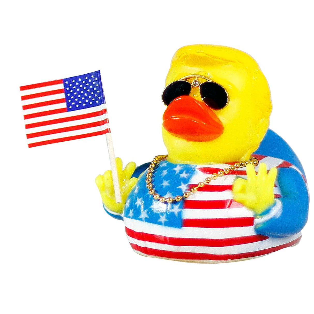 TAOHUAJIANG Rubber Ducks Trump Car Duck Dashboard Decoration Squeak Ducks Toys Car Ornaments Car Décor Accessories with Sunglasses,Gold-Plated Necklace and Flagship (Style G)