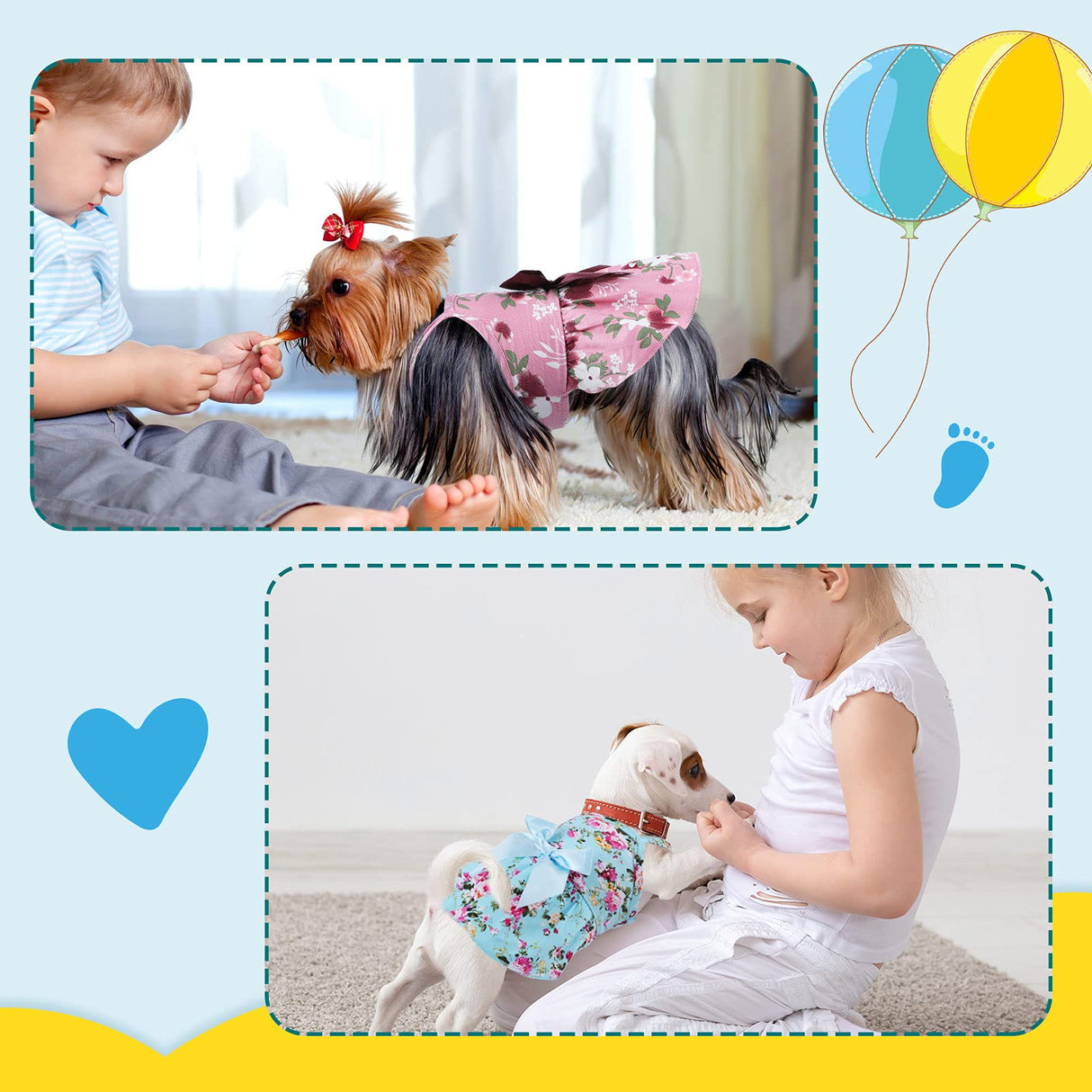 Frienda 6 pcs Dog Dresses Girls Dog Clothes Floral Cute Princess Bowknot Puppy Dresses Pet Cat Clothes Skirts Rosette Summer Outfits Apparel for Chihuahua Yorkies Female Small Cat Pets Kitten(S)