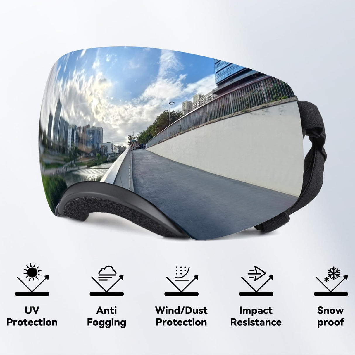 NAMSAN Dog Goggles for Large Dogs, Black/Silver Lenses Replaceable, Dog Sunglasses Medium to Large Breed, Anti-UV Doggie Eye Protection, Adjustable Driving Glasses, Windproof Dustproof, Black