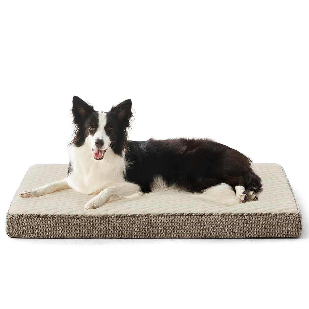JOEJOY Orthopedic Dog Bed for Large Dogs, Washable Dog Crate Bed Large Sized with Removable Cover, Egg Memory Foam Big Pet Beds, Beige, 35"x22"