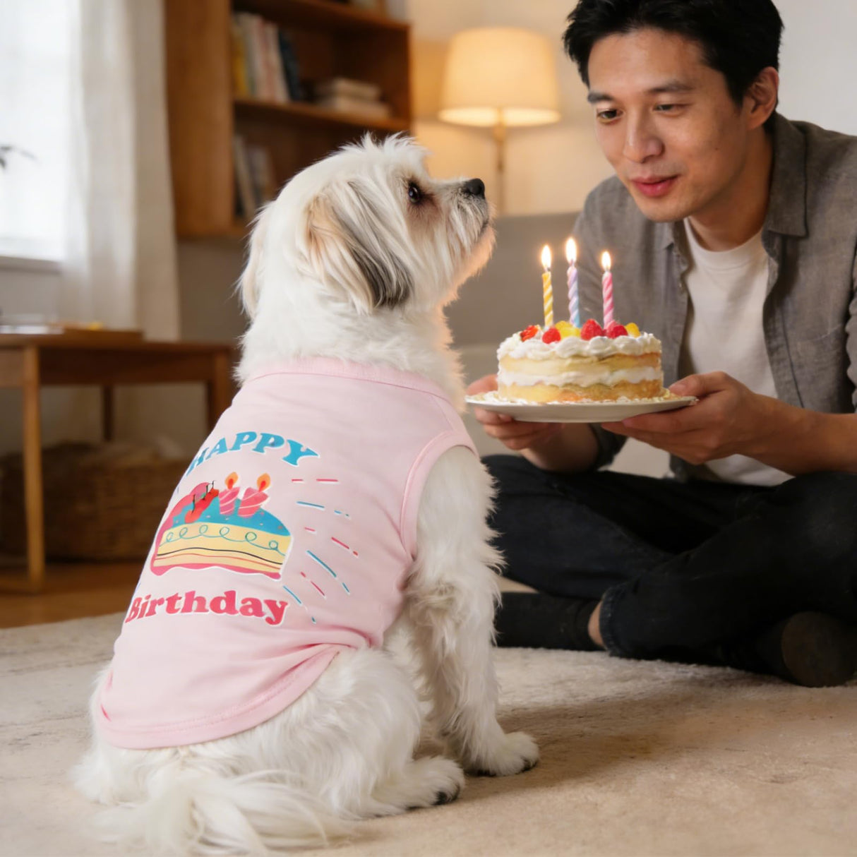 3 Pack Birthday Dog Shirts for Small Dogs,Print T-Shirt,Lightweight Sleeveless Vest,Soft Breathable & Lightweight for Daily Wear,Festival Party Funny Outfits (Pink & Blue,S)