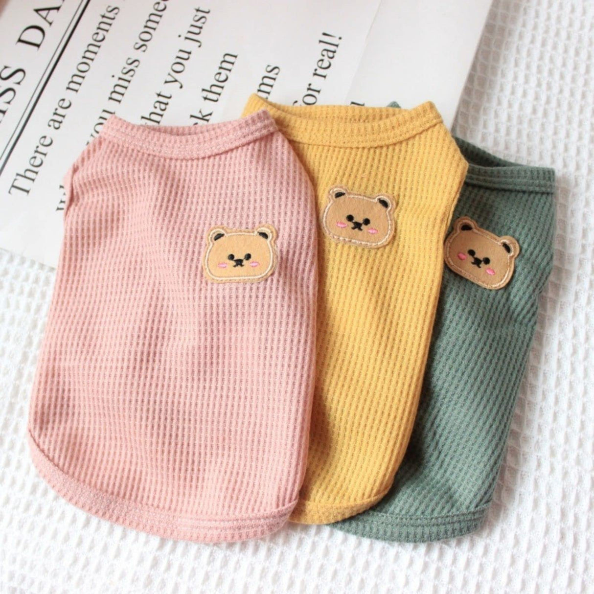 BIECWIAY Cotton Dog Shirt Summer Lightweight Pet T-Shirts Soft Breathable Stretchy Cats Dogs Tee Shirt Sleeveless Vest Dog Apparel for Medium Small Dog Clothes, 3PCS Yellow&Green&Pink
