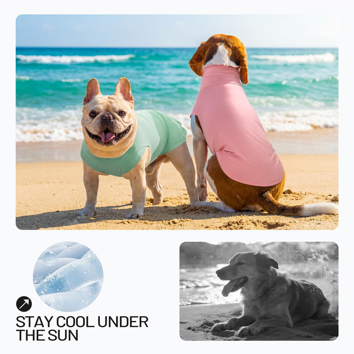 OUOBOB 2-Pack Dog Shirts, Breathable Dog Cooling Vest, Sleeveless Summer Tank Tops, Lightweight Stretchy Vest for Medium Large Extra Large Dogs - (Pink Green) M