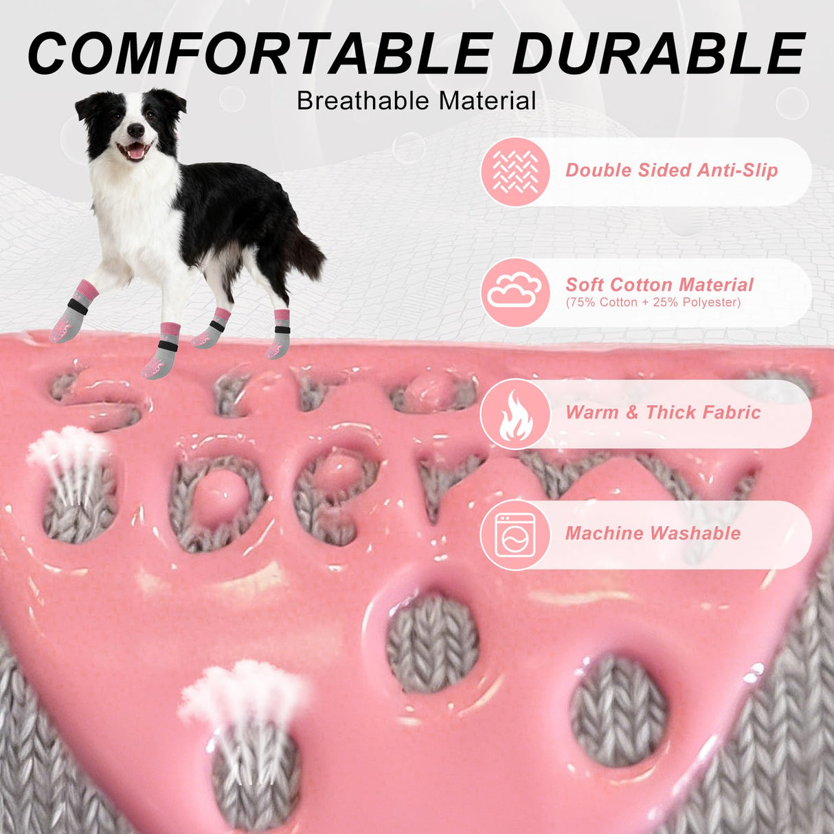 BEAUTYZOO Anti-Slip Dog Socks,Dog Shoes for Hot/Cold Pavement,Paw Protectors with Grips 3 Pairs for Puppy Small Medium Large Senior Old Dogs,Dog Socks to Prevent Licking and Hardwood Floor Protection