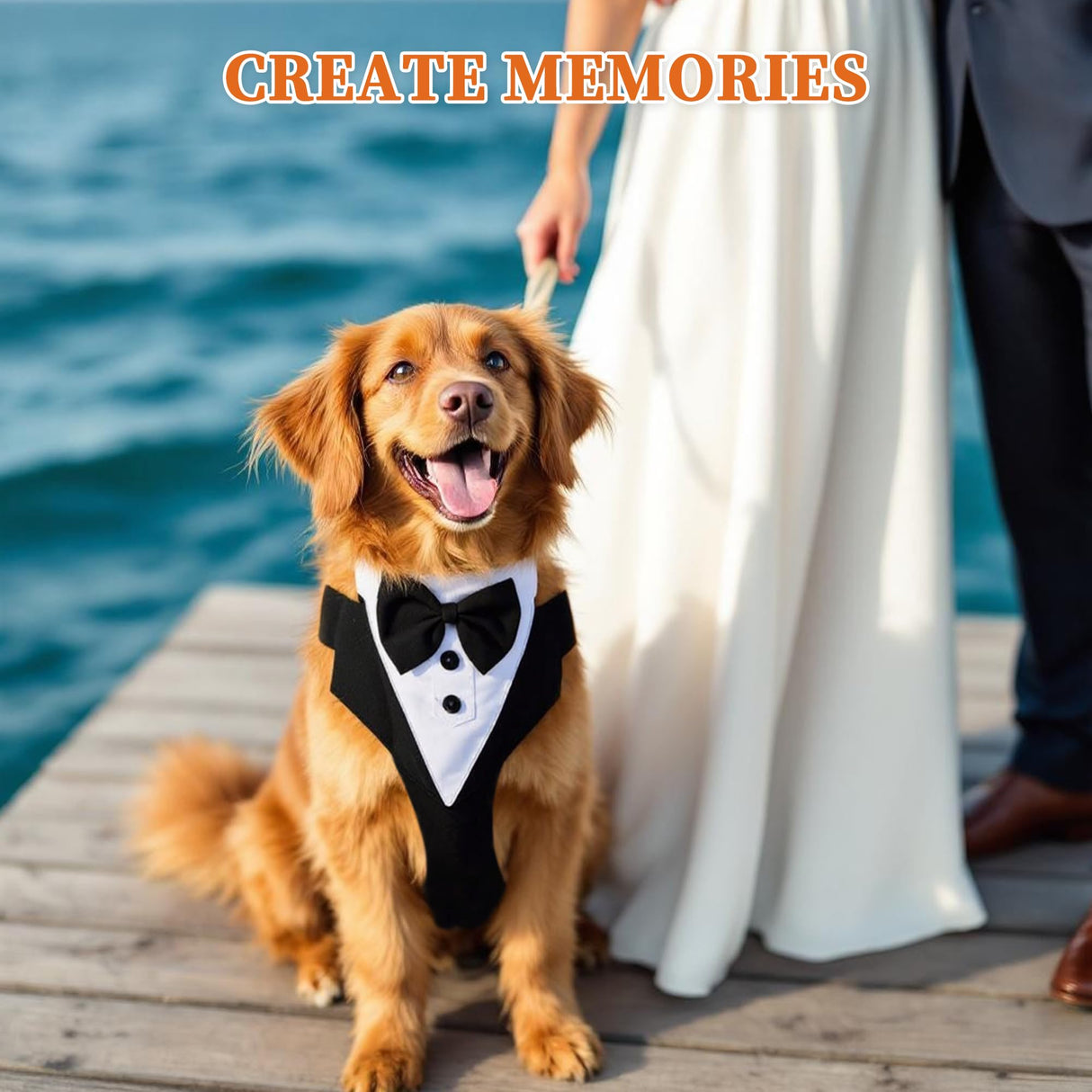 GLIDESMOOTH Dog Tuxedo for Wedding, Pet Tuxedo Suit with Bow Tie, Pet Costumes for Small Dogs, Formal Party Attire for Halloween Christmas, Medium, Black White