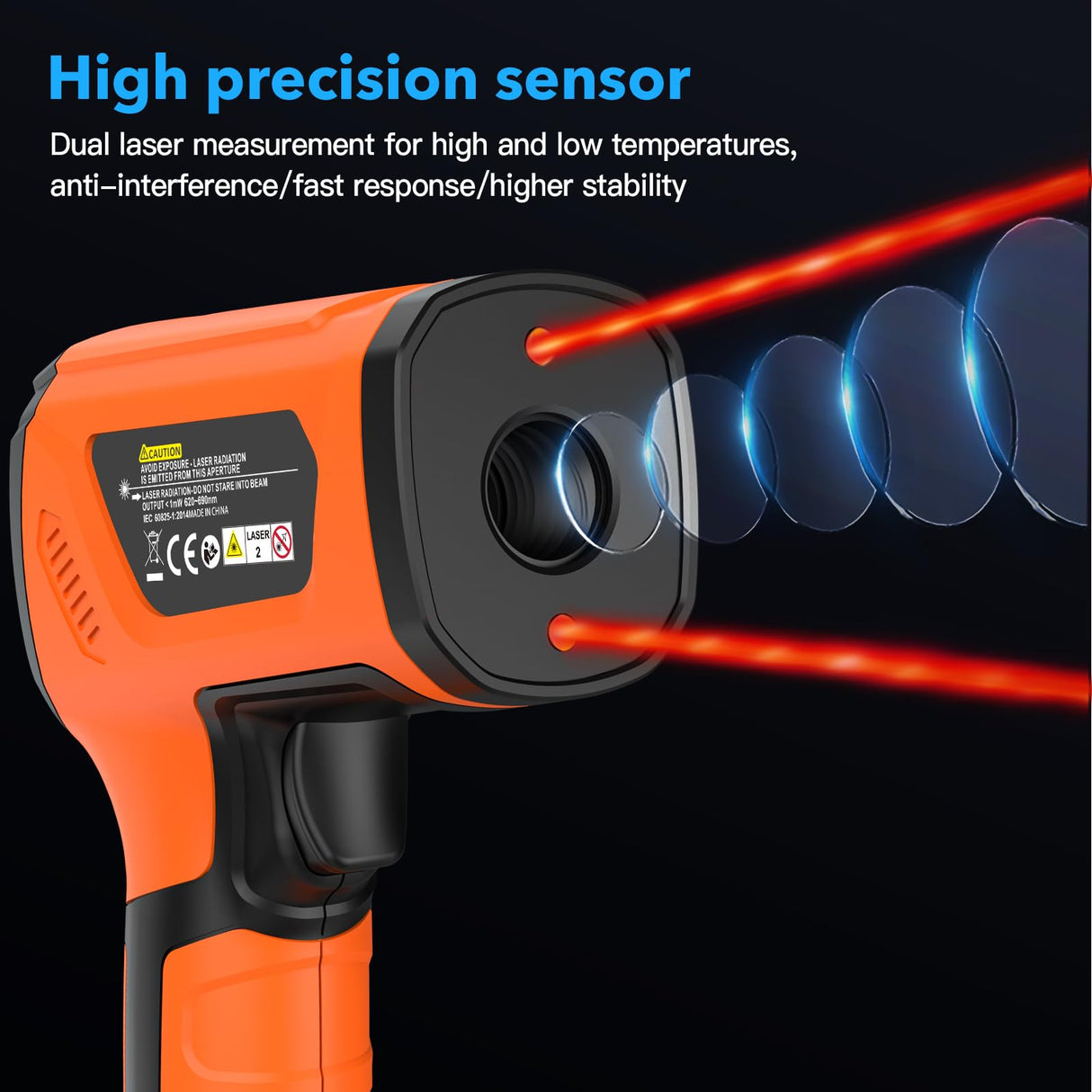 MESTEK Infrared Thermometer Temperature Gun, -40℉~2912℉, High Temp Infrared Thermometer with Color LCD, Non-Contact Pyrometer 50:1 Laser Thermometer Gun for Industrial HVAC Forge Metal Smelting