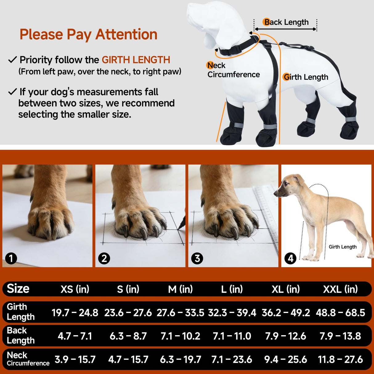AuraPaw Dog Booties with Adjustable Suspenders for Outdoor Adventures – Reflective Paw Protectors for Rain, Snow & Mud, Anti-Slip & Dirt-Proof Boots Leggings, Waterproof Dogs Shoes, Black, Size L
