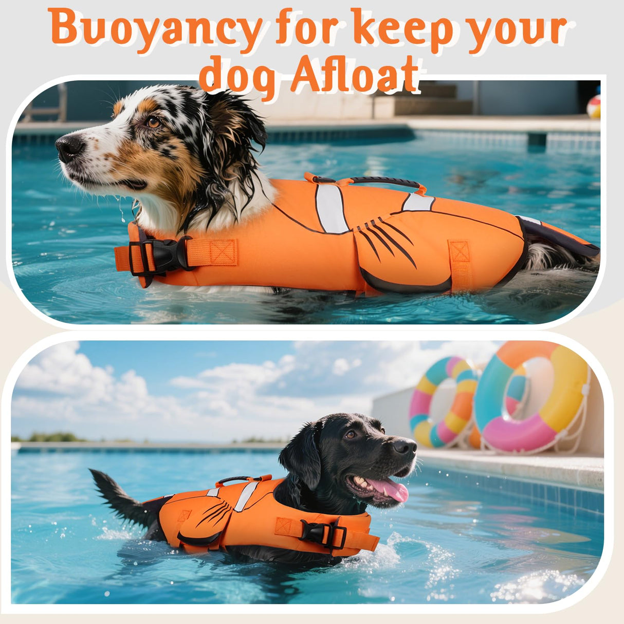 DENTRUN Dog Life Jacket for Small Dogs, Ripstop Adjustable Swim Vest with Rescue Handle, High Visibility Safety Flotation Jacket for Swimming, Boating, Beach, Pool, and Water Activities