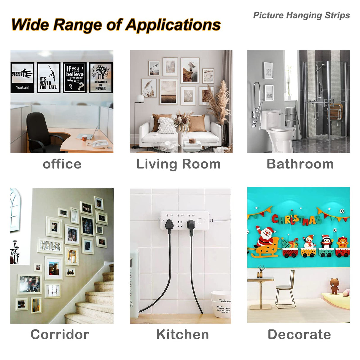 28 Pairs(56 Strips) Large Picture Hanging Strips Heavy Duty, Damage Free Picture Hangers, Hook and Loop Tape, Removable Adhesive Strips for Frame Hanging, Christmas Decorations.