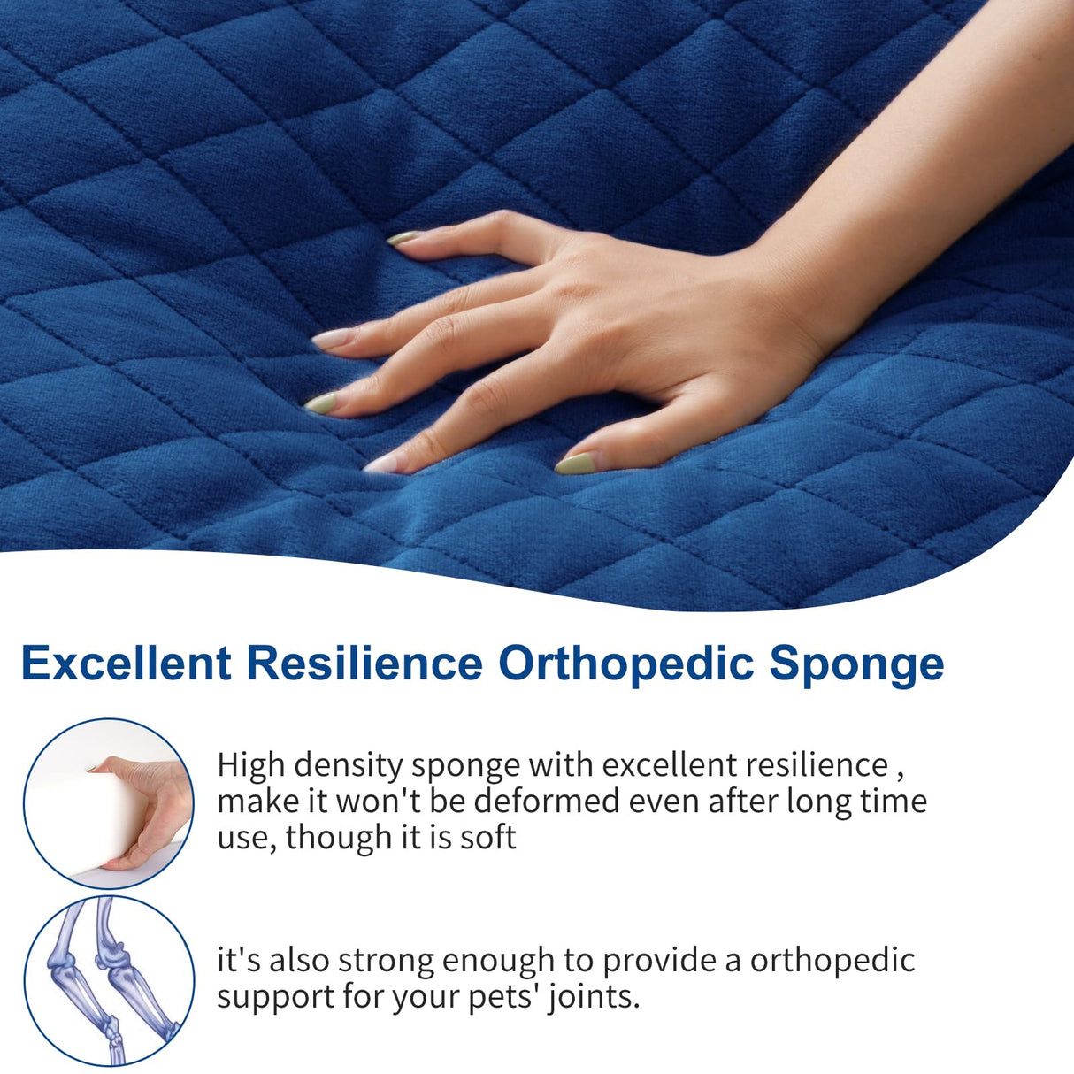 JoicyCo Dog Bed for Medium Dogs, Orthopedic Foam Dog Bed, Joint Relief Pets Sleeping Mattress, Non Slip Bottom with Washable Removable Cover, Dark Blue