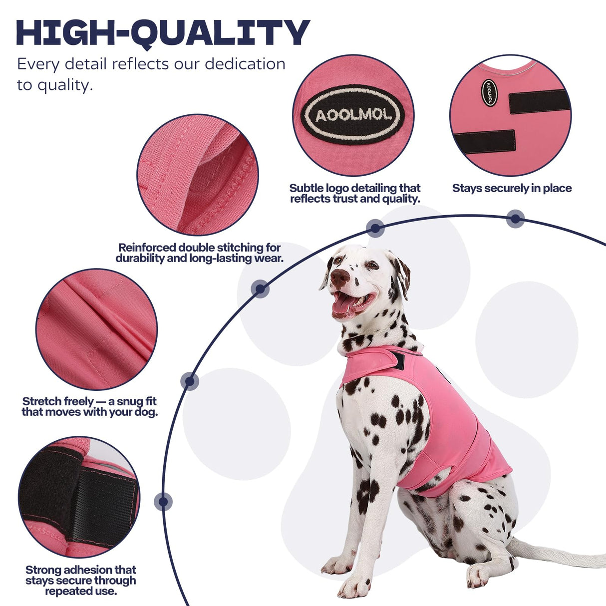 AOOLMOL Dog Anxiety Vest and Shirt, Skin-Friendly Calming Shirt - Thunder Jacket for Pet Vet Visits - Dog Jacket for Thunder, Fireworks, Anti Anxiety Vest for Pet Without Medicine & Training