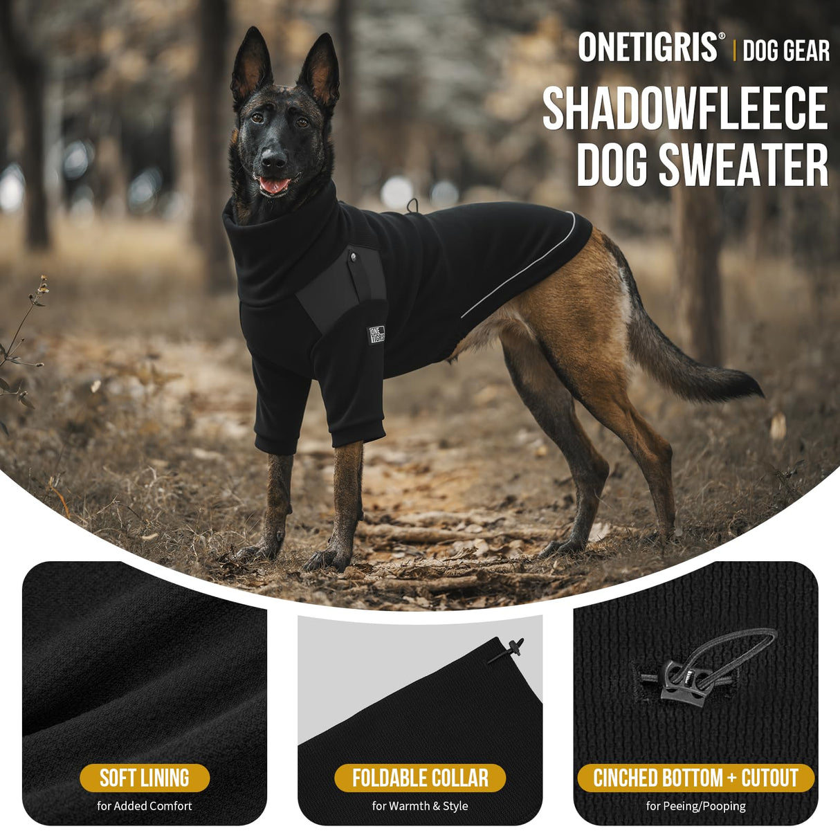 OneTigris Dog Sweater, Turtleneck Thick Dog Sweater for Small Medium Dogs, Warm Clothes for Cold Weather, Soft Lightweight and Stretchy Winter Coat for Christmas Thanksgiving