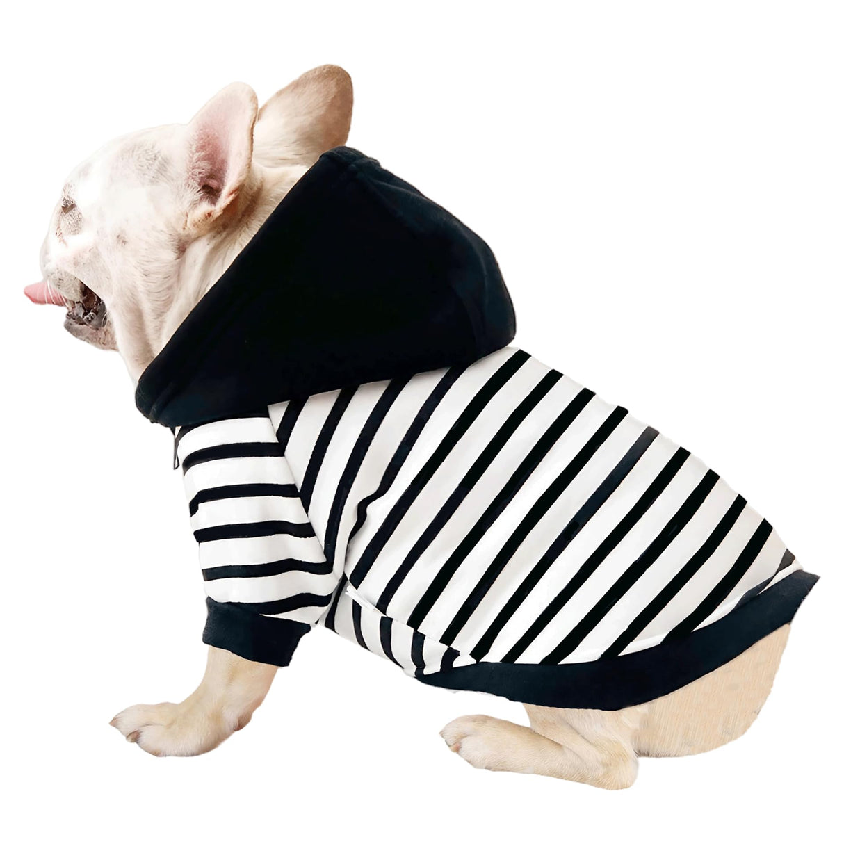 CHEERTAILS Dog Sweaters for Medium Dogs Boy French Bulldog Clothes,Frenchie Clothes Dog Fleece Sweaters Winter Coat Pet Sweatshirt Hoodie Medium Sized Halloween Costume,Black Striped,L