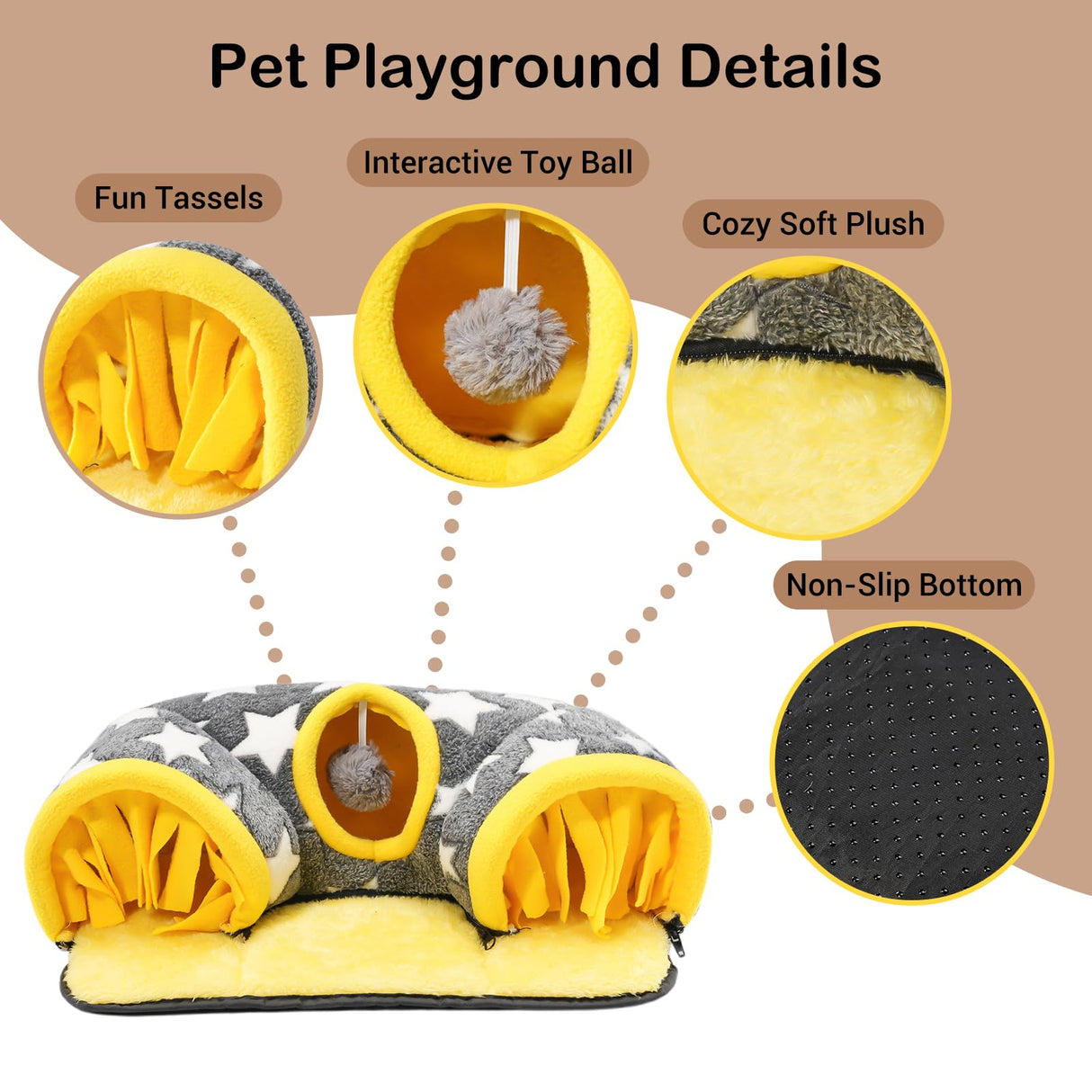 Avont Guinea Pig Hideout Tunnel, Hideaway Play Tube Toys Mat for Small Animal Dwarf Rabbits Chinchillas Hamsters Hedgehogs Ferrets Bearded Dragons and Rats -Star