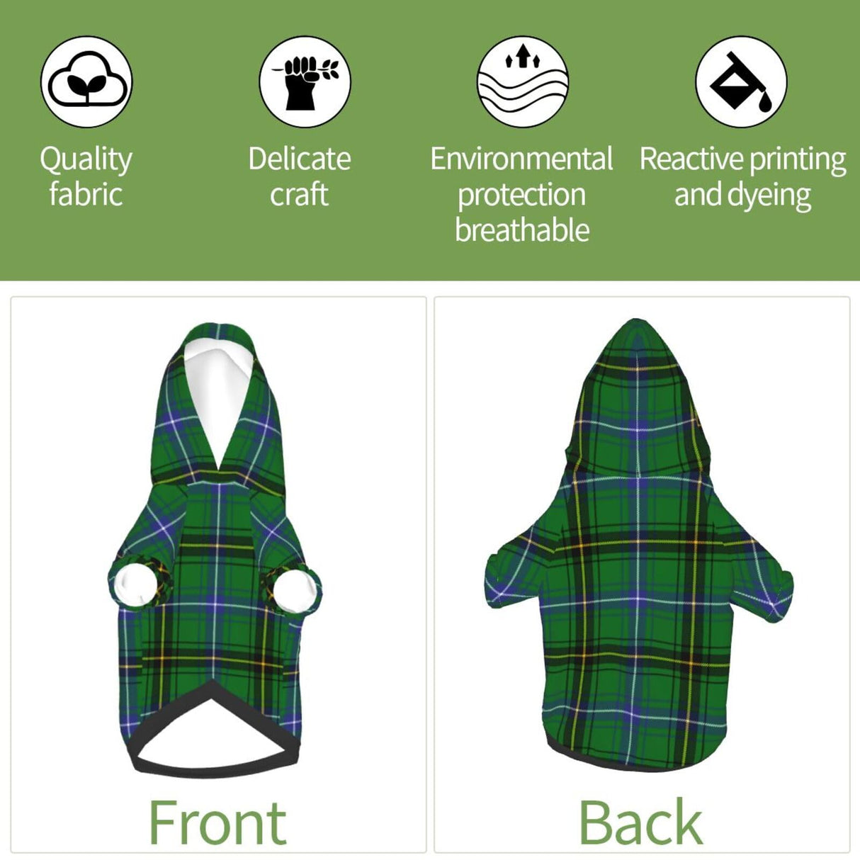 Scottish Clan Henderson Tartan Plaid Dog Hoodie Breathable Stretchy Sweatshirts with Hat Warm Dog Clothes for Small Medium Large Dogs X-Small