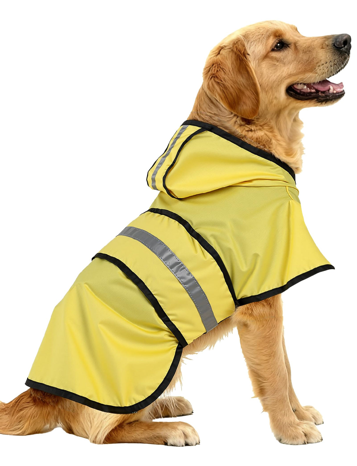 Dog Raincoat Jacket Adjustable Hooded Poncho Lightweight Waterproof Clothes with Strip Reflective Pet Rain Coat for Small to X-Large Dogs