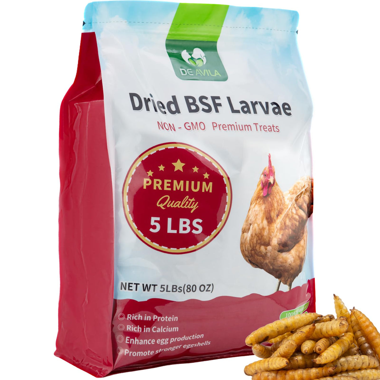5LB Dried Black Soldier Fly Larvae for Chickens Bulk, Non GMO 86X High Calcium Grubs Than Meal Worms for Laying Hens,100% Natural BSF Larvae for Chicken Worms Wild Bird Treats, Protein Chickens Feed