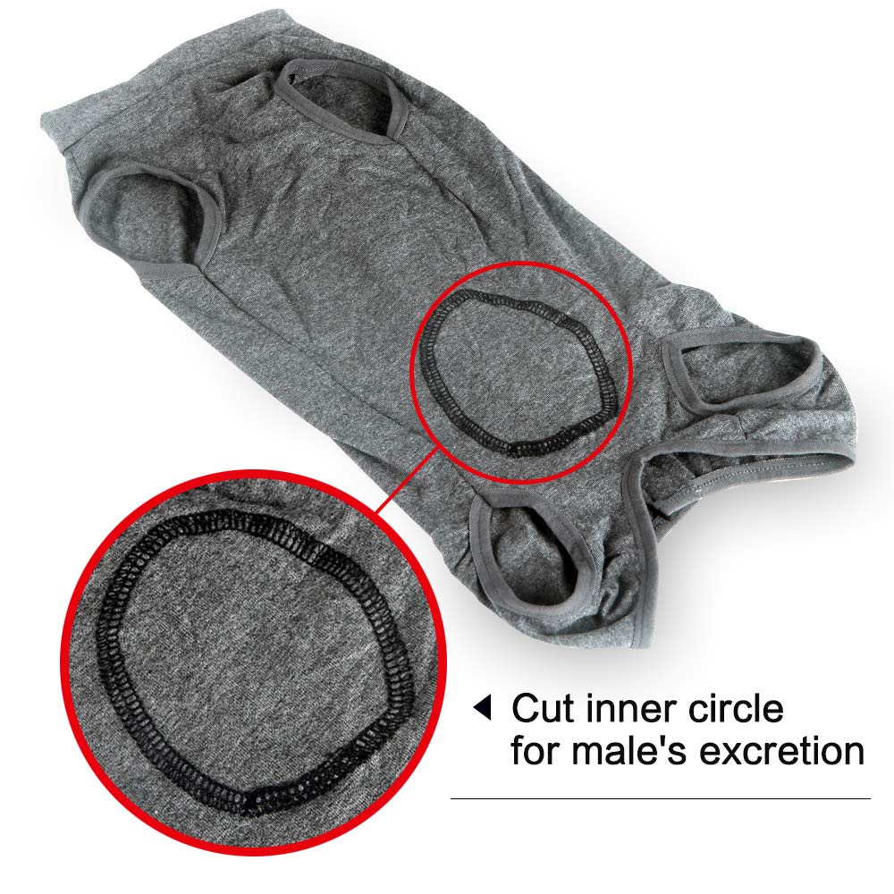 Dog Recovery Suit Abdominal Wound Puppy Surgical Clothes Post-Operative Vest Pet After Surgery Wear Substitute E-Collar & Cone(XXL, Grey)