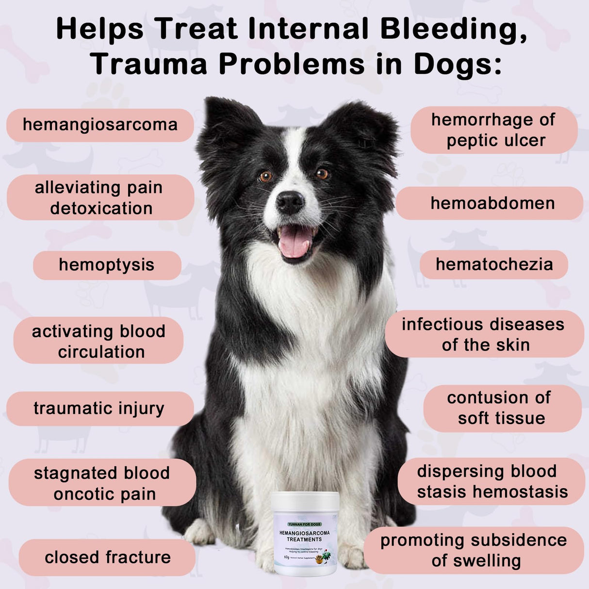 Quick Stop Bleeding for Dogs, Natural Yunnan Sanqi Powder for Hemangiosarcoma, Hemoabdomen, Pericardial Effusion, Cancer Bleeding, Severe Bruising, Ulcer-Related Bleeding, Bloody Stools - 60g