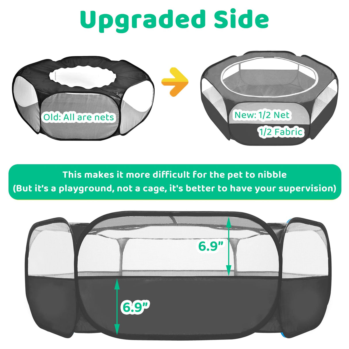 Amakunft Small Animal Pop-Up Playpen with Mesh Cover, 47'' x 23.6'' x 15'' Chicken Brooder Box, Play Pen Indoor Outdoor for Guinea Pigs, Bunny, Rabbits, Ferrets, Chinchillas, Kittens