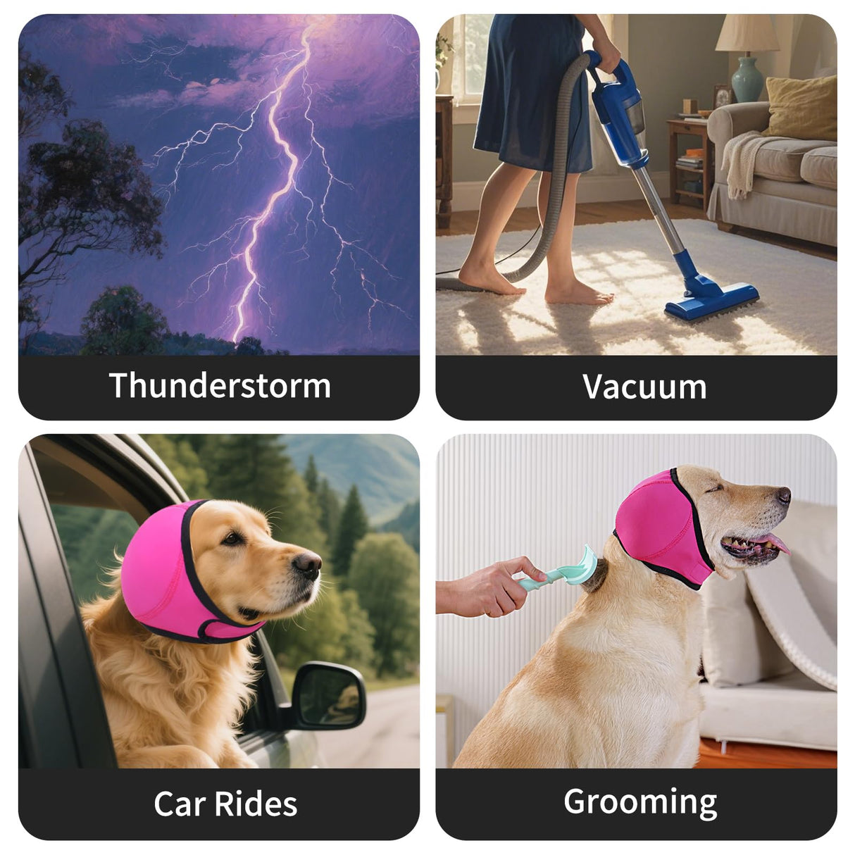 LIANZIMAU Quiet Ears for Dogs Comfort Calming Hoodie Dog Ear Covers for Noise & Anxiety Relief Ear Wraps for Dog Adjustable Dogs Ear Muffs Noise Protection Firework,Grooming and Force Drying