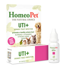 Load image into Gallery viewer, HomeoPet UTI+ Urinary Tract Relief, Safe and Natural Dog and Cat UTI Supplement, 15 Milliliters