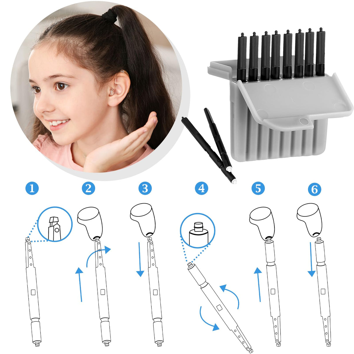 Threlaco 166 Pcs Hearing Aid Wax Guard Filters Hearing Aid Cleaning Tools Accessories Wax Traps Cleaning Tools Kit with Carry Case Compatible with Phonak Widex
