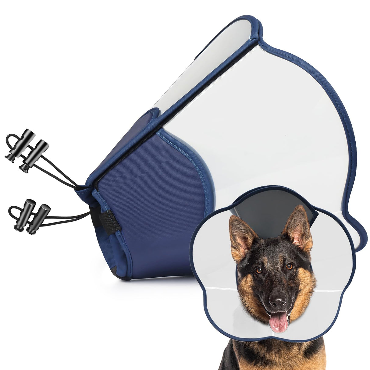 Hard & Heavy Plastic Dog Cone Collar Alternative for Extra Large Dogs (Adult Lab Golden GSD) After Surgery, Adjustable Pet Recovery Cone Anti-Lick, Elizabethan Protective Cone of Shame for Healing
