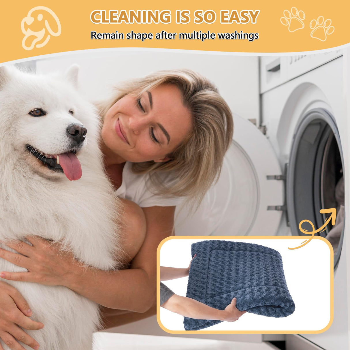 WagWonders Dog Bed Mat Washable Reversible Dog Crate Pad Soft Fluffy Pet Kennel Beds with Anti-Slip Bottom Dog Cat Sleeping Mattress for Small Medium Dogs, 29x18x1.5 Inch, Gray