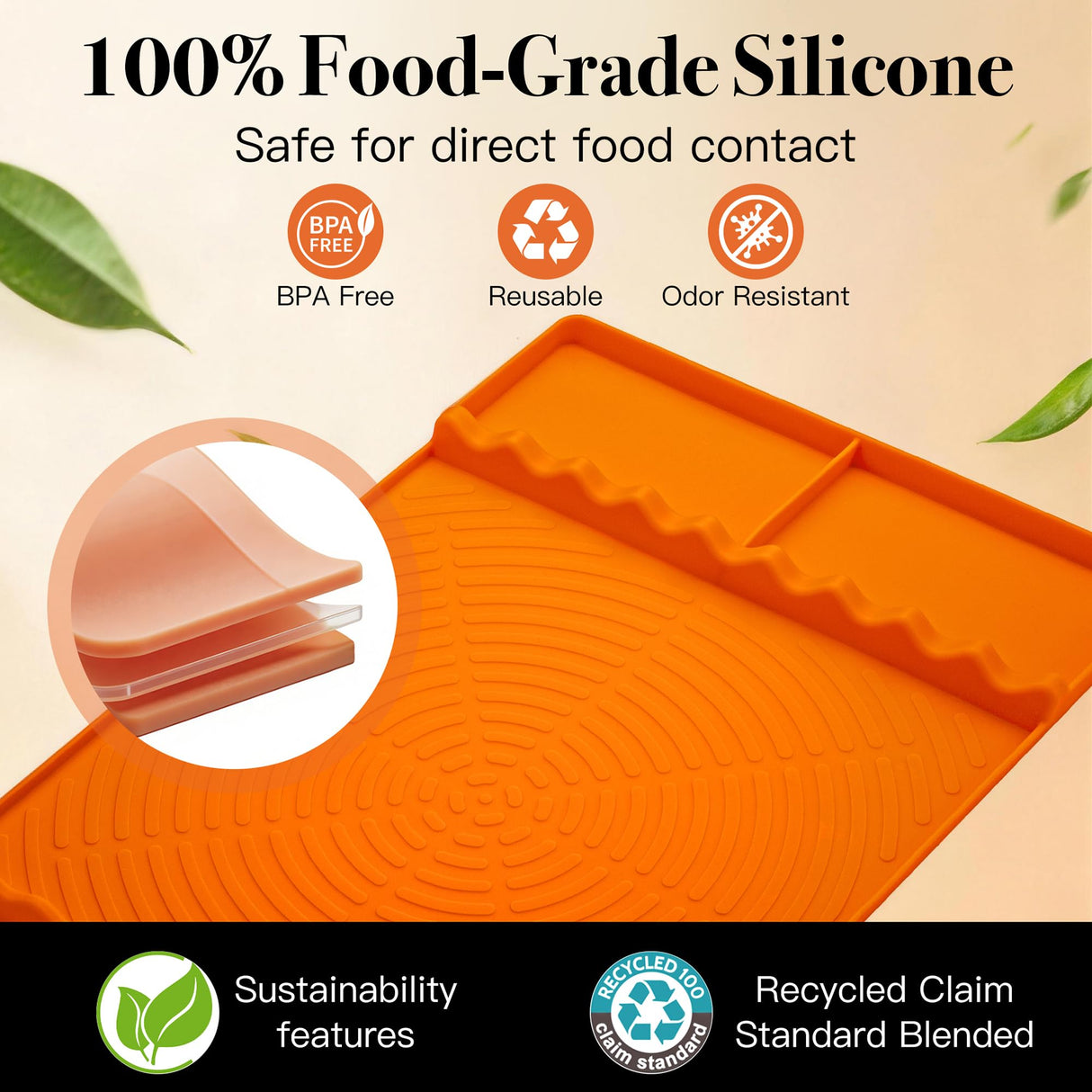 Silicone Grill Mat for Blackstone - BBQ Griddle Tools Side Mat with Drip Pad, Griddle Tools Mat for Outdoor Kitchen Countertop, BBQ Grill Accessories Gifts for Men (Gray-2Pack)