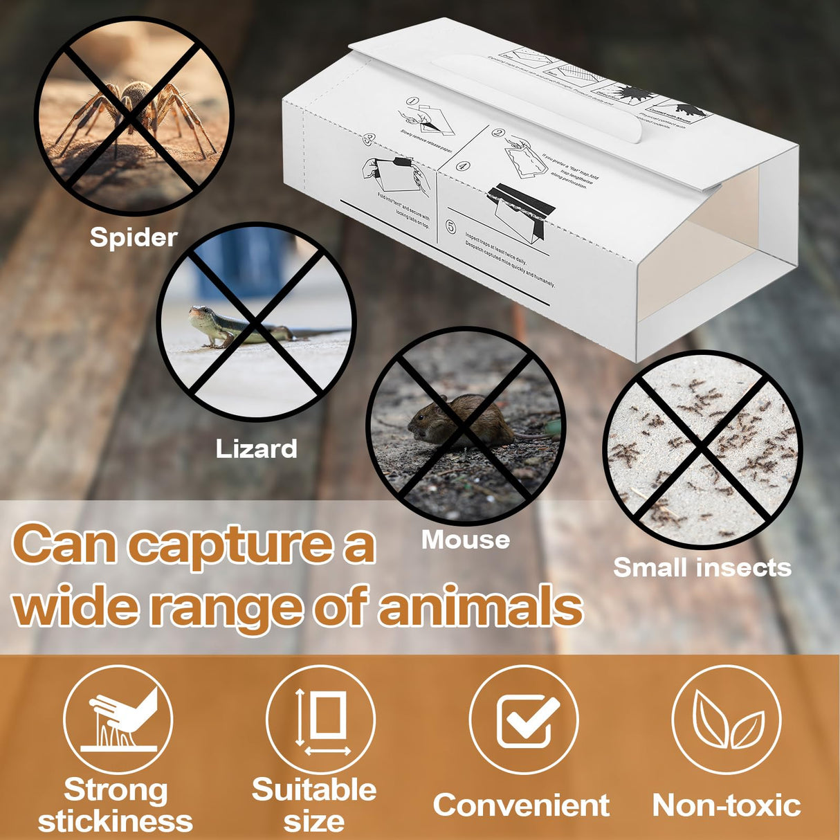 Kittmip 24 Pcs Mouse Traps Indoor for Home, Glue Traps Sticky Adhesive Easy to Use Safe Glue Boards Trap for Mouse Insects Bugs Rats Rodents, 8.7 x 5.3 Inch