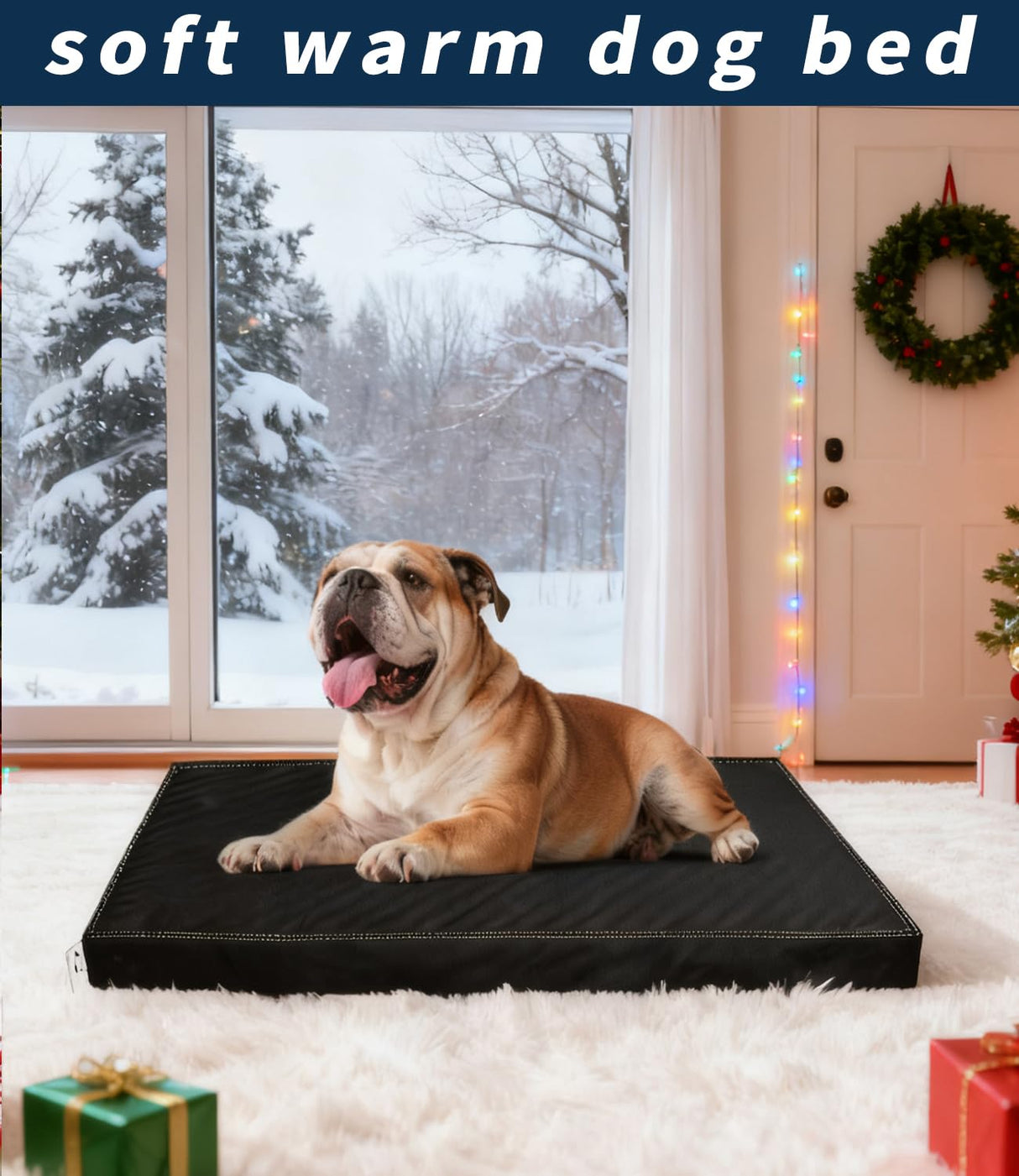 Waterproof Leather Dog Bed Crate Mat, Durable Pet Mattress for Medium Dogs, Wipeable Easy to Clean Black Vinyl Pad