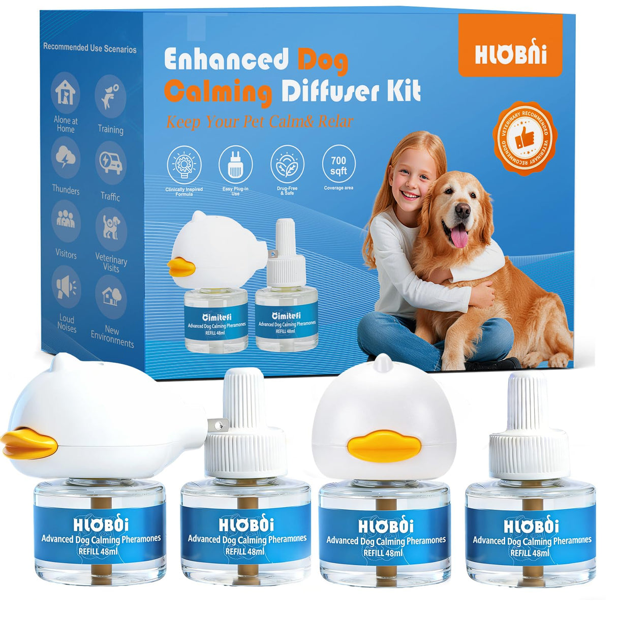 Dog Calming Diffuser – 2-Pack Dog Pheromone Calming Diffuser Kit for Stress, Anxiety, Barking & Destructive Behavior Relief, Perfect for Separation Anxiety & Aggression (Blue, 2 Count (Pack of 1))