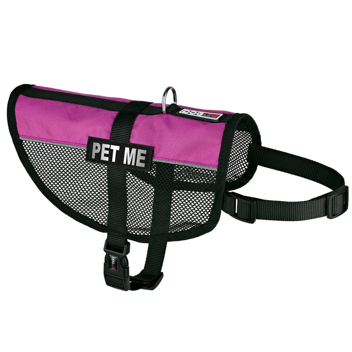Dogline 22"-29" MaxAire Multi-Purpose Mesh Vest for Dogs and 2 Removable PET ME Patches, Large, Pink