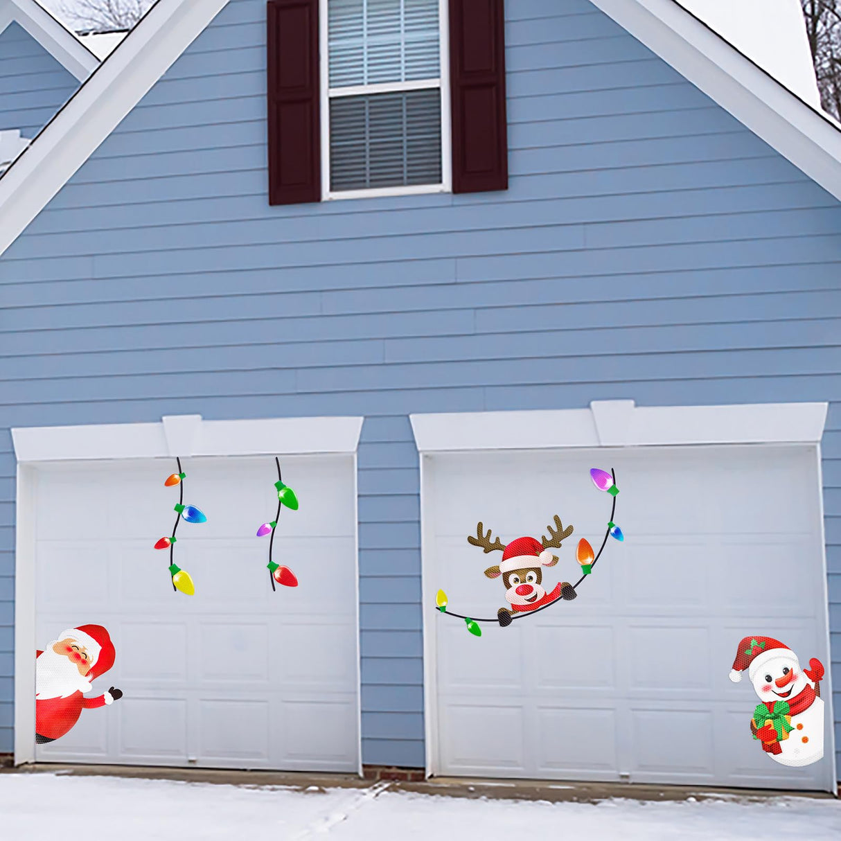 44PCS Christmas Car Refrigerator Decorations - Reflective Bulb Light Santa Reindeer Tree Snowman Magnet Accessories Set Xmas Holiday Cute Decor