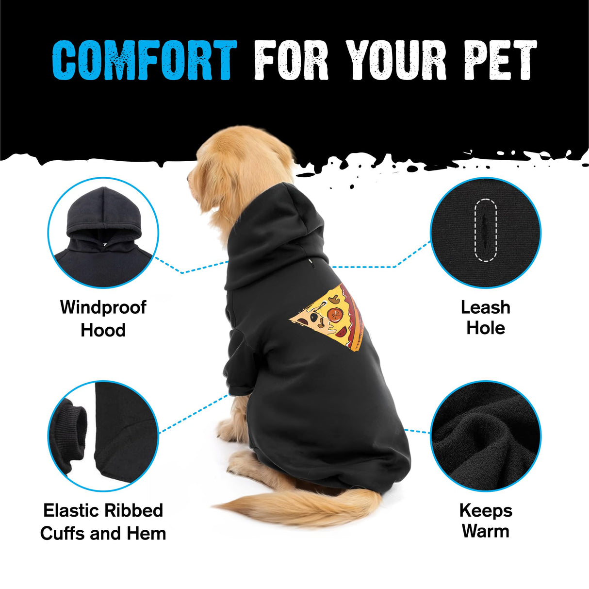 APPARELYN Matching Hoodies for Dogs and Humans Pizza Pie Pizza Slice Pet & Owner Sweaters - Soft Dog Sweatshirt Set Charcoal