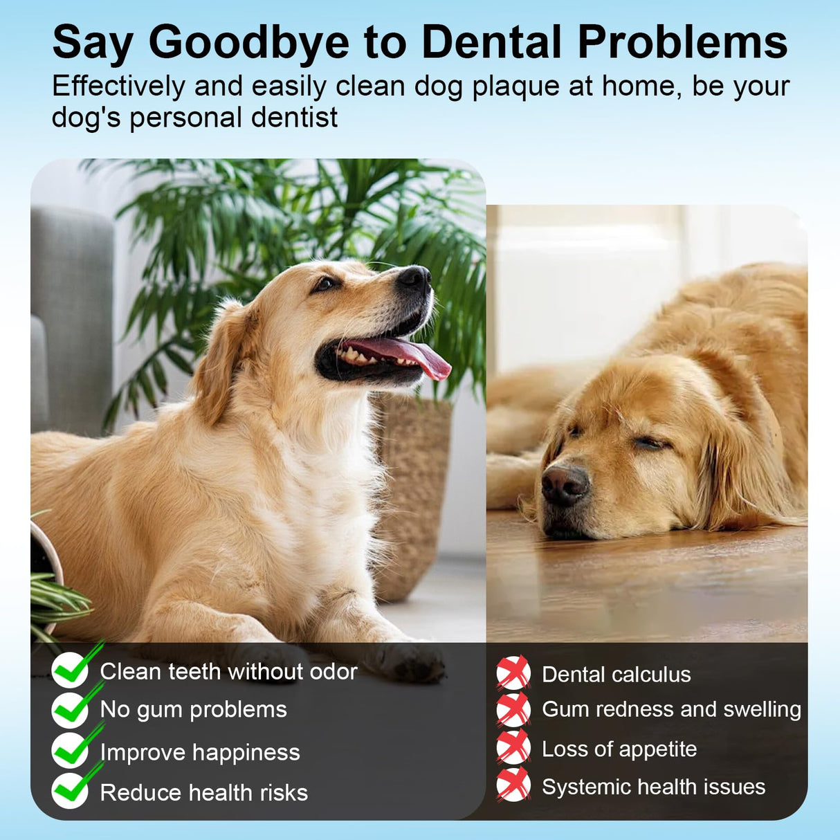Ultrasonic Dog Teeth Cleaner, 3 Modes Sonic Tooth Cleaner for Dogs, Low Noise Sonic Dog Plaque and Tartar Remover with LED Light, 2 Cleaning Head, Toothbrush, Dental Mirror Probe Tweezer and Scraper