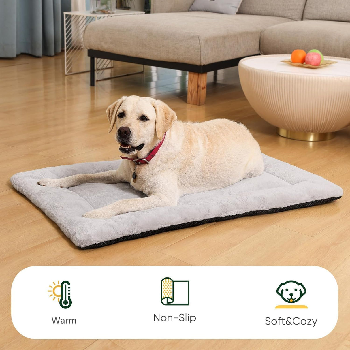 ZENGAOOU Washable Dog Bed for Crate, Ultra Soft Plush Dog Crate Pad for Medium to Large Dogs, Non Slip Cushion for Metal Crates, Indoor or Travel, 36 x 23 Inch, Gray