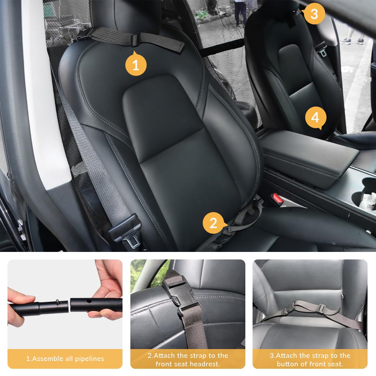 LITTOU Car Dog Barrier Net for Large SUV Trunk 56" More Coverage Car Pet Back Seat Divider with See Through Mesh Cargo Area Gate for Dog (L)