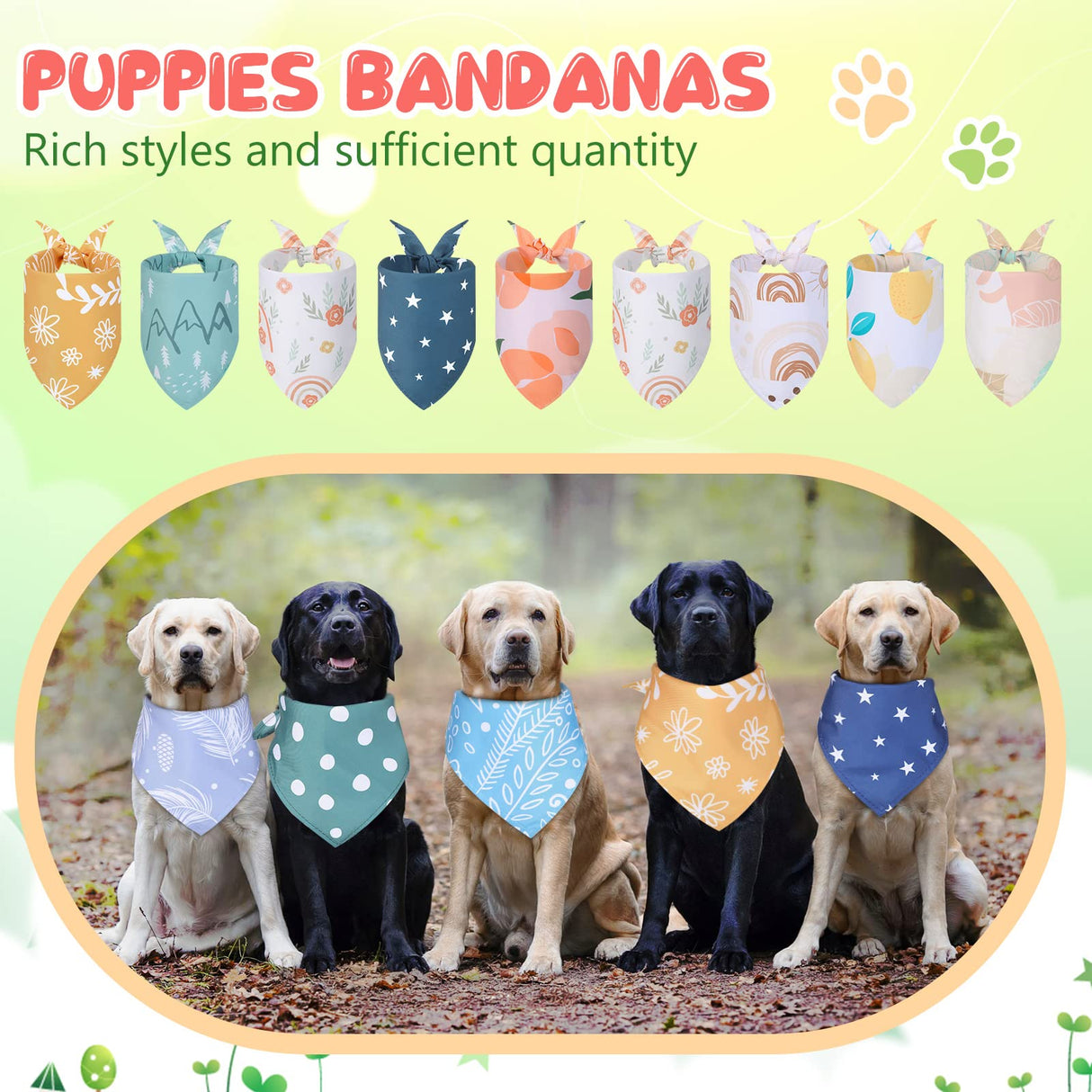 Amylove 50 Pcs Spring Dog Bandanas Bulk Puppy Floral Dog Bibs Holiday Washable Scarf Pets Triangle Head Scarfs Bandanas Pet Costume Outfit(Flower,Small)