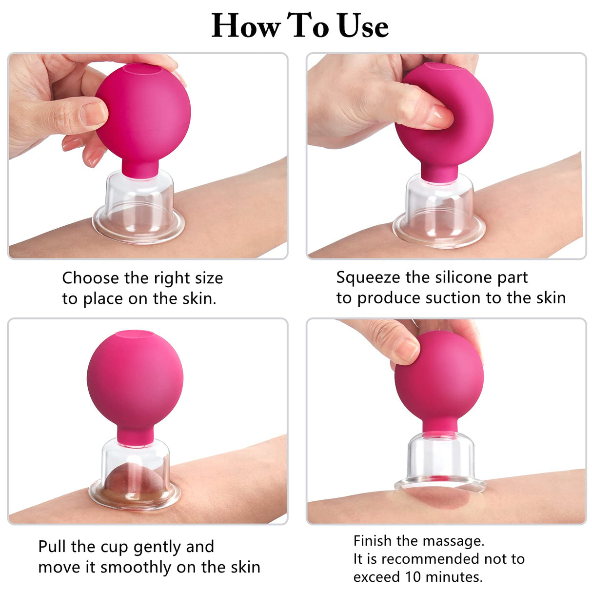 CFHBF 4 Size Facial Cupping Therapy Set Glass, Eye Face Vacuum Massage Anti Cellulite Cup - Silicone, for Beauty Body Cup Lymphatic Fascia Massager (Gift Box Packaging-red)