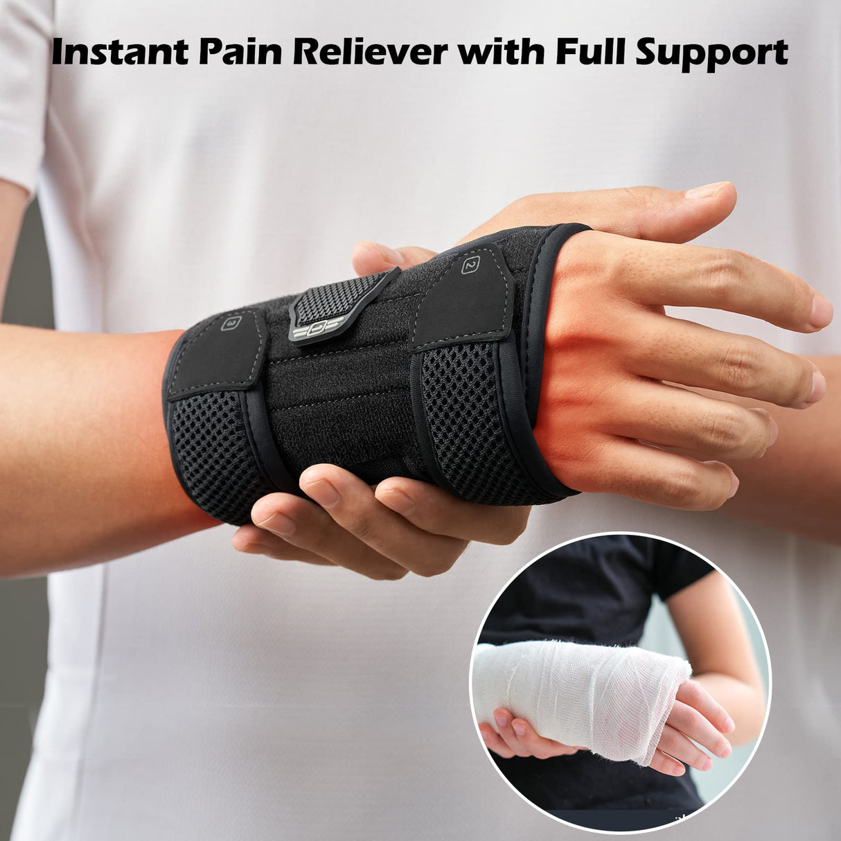 FREETOO Wrist Brace for Carpal Tunnel Relief Night Support with Soft Pad, Hand Brace with 3 Stays for Women Men Work, Adjustable Splint Fit Left Right Hand for Arthritis, Tendonitis( S/M)