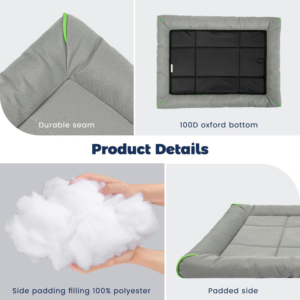 Miguel Oxford 900D Outdoor Waterproof Dog Bed for Metal Dog Crates Water-Resistant All Weather Pet Mat Durable Easy Wipe Clean Travel Indoor Outdoor Puppy Cat Crate Bed 40inch, Gray